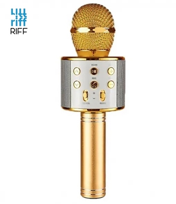Attēls no Riff WS-858 Karaoke Mikrofons ar Skaļruni AUX un Micro SD Gold