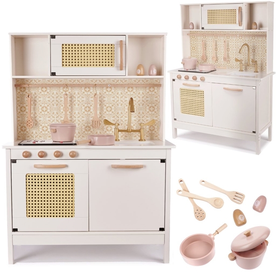 Picture of RoGer Children's Wooden kitchen in retro style with accessories