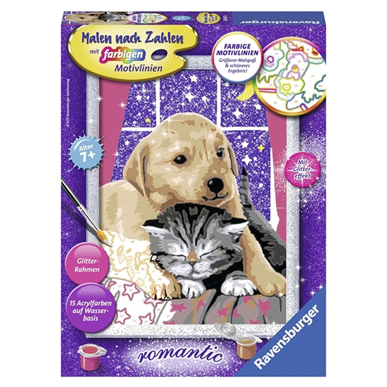 Picture of Rokdarbi Krāsojamā glezn.(ar spīd.)18X24cm - kucēni