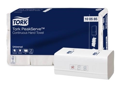 Изображение Roku dvieļi TORK PeakServe Continuous Universal H5, 1 sl., 410 salvetes, 22.5 x 20.1 cm, baltā krāsā