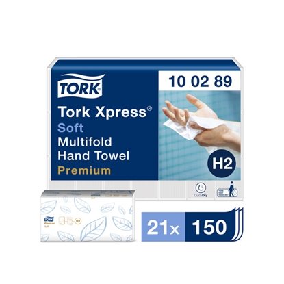 Изображение Roku salvetes TORK Premium Interfold Soft H2, 2 sl.,150 salvetes, 21.2 x 25.5 cm, baltā krāsā