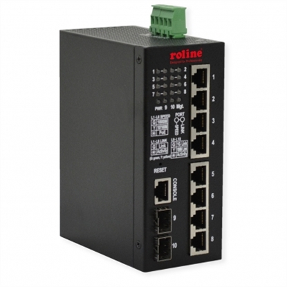 Attēls no ROLINE Gigabit Switch 10-Port, (8x RJ45+2x SFP) Layer2 PoE+ Smart Managed, 240W