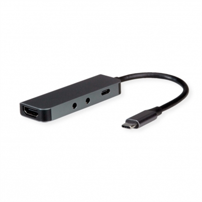 Picture of ROLINE Multiport Docking Station Type C, 4K HDMI, 2x Audio (TRRS + Mic), 1x USB Type C PD (Power Delivery)