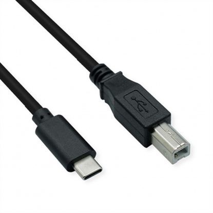 Attēls no ROLINE USB 2.0 Cable Type C, C-B, M/M, black, 1.8 m