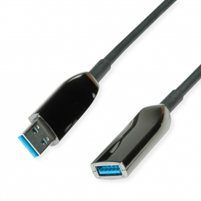 Attēls no ROLINE USB 3.2 Gen 1 Extension Cable, 1 Port, AOC, M/F, black, 15 m