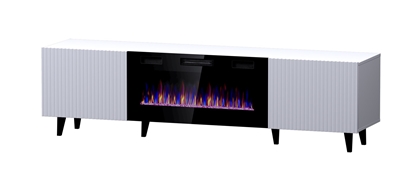 Picture of RTV cabinet PAFOS EF with electric fireplace 180x42x49 cm white matt