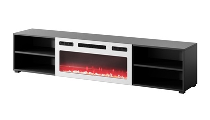 Attēls no RTV cabinet POLO 180x33x39 black + fireplace white