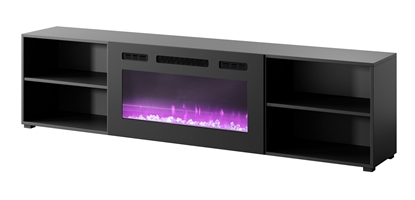 Attēls no RTV cabinet POLO 200x33x50.5 black + fireplace black