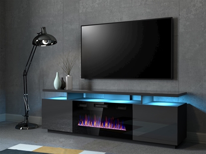 Attēls no RTV EVA cabinet with electric fireplace 180x40x52 cm graphite/glossy graphite