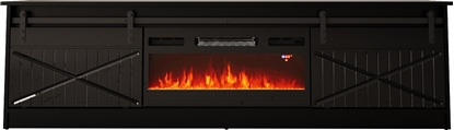 Attēls no RTV GRANERO + fireplace cabinet 200x56.7x35 black/black gloss