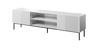 Attēls no RTV SLIDE 200K cabinet on a black steel frame 200x40x57 cm all in gloss white