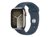 Picture of Išmanusis laikrodis APPLE Watch 9 GPS+Cell 45mm Silver Stainl. Steel Case/Storm Blue Sport Band-M/L
