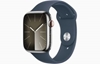 Picture of Išmanusis laikrodis APPLE Watch 9 GPS+Cell 45mm Silver Stainl. Steel Case/Storm Blue Sport Band-M/L