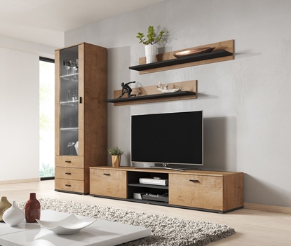 Изображение SOHO 1 furniture set (RTV180 cabinet + S1 cabinet + shelves) Oak lefkas/Black