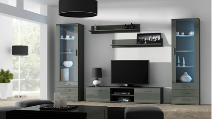 Picture of SOHO 4 set (RTV180 cabinet + 2x S1 cabinet + shelves) Gloss grey/grey