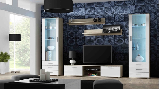 Picture of SOHO 4 set (RTV180 cabinet + 2x S1 cabinet + shelves) Sonoma oak/White gloss