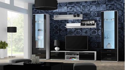 Attēls no SOHO 4 set (RTV180 cabinet + 2x S1 cabinet + shelves) White/Black gloss