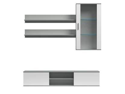 Picture of SOHO 5 set (RTV180 cabinet + Wall unit + shelves) Grey/Gloss white