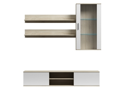 Изображение SOHO 5 set (RTV180 cabinet + wall unit + shelves) Sonoma oak / glossy white