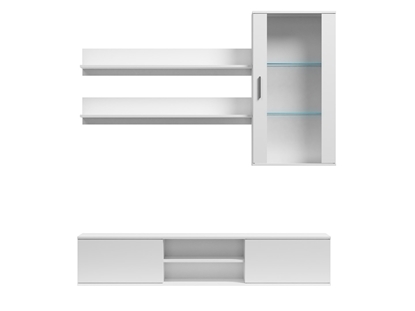 Attēls no SOHO 5 set (RTV180 cabinet + Wall unit + shelves) White/White glossy