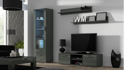 Picture of SOHO 7 set (RTV140 cabinet + S1 cabinet + shelves) Grey / Gloss grey