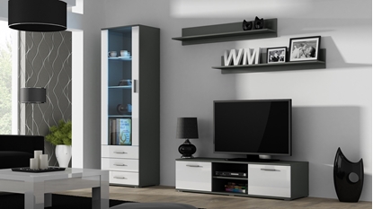 Изображение SOHO 7 set (RTV140 cabinet + S1 cabinet + shelves) Grey / White glossy