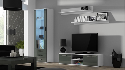 Picture of SOHO 7 set (RTV140 cabinet + S1 cabinet + shelves) White / Gloss grey