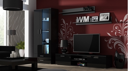 Attēls no SOHO 8 set (RTV180 cabinet + S6 + shelves) Black / Black gloss