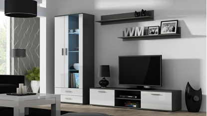 Attēls no SOHO 8 set (TV180 cabinet + S6 + shelves) Grey / White glossy