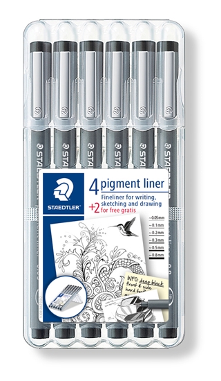 Picture of Pildspalva rasēšanai STAEDTLER PIGMENT LINER komplekts - 6 līniju platumi