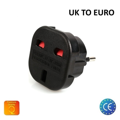 Изображение Strāvas ligzdas pāreja UK (Anglija) 3pin uz EU standartu 2Pin UK uz EU adapteris (OEM)/ Melns