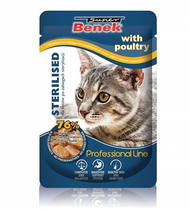 Picture of SUPER BENEK Sterilised with poultry - wet cat food - 100g