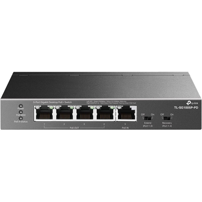 Attēls no Switch|TP-LINK|TL-SG1005P-PD|Desktop/pedestal|5x10Base-T / 100Base-TX / 1000Base-T|PoE+ ports 5|TL-SG1005P-PD
