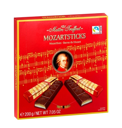 Изображение Šokolāde MAITRE TRUFFOUT Mozartbars Marzipan, kārbā, 200g