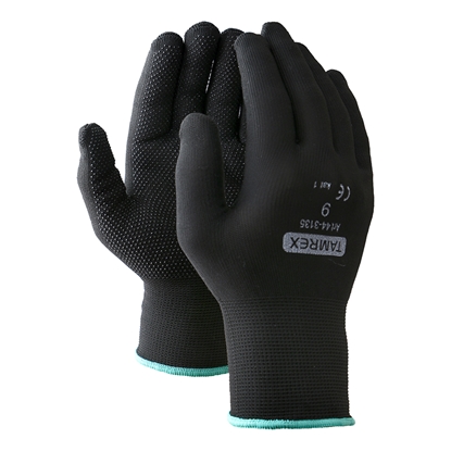 Изображение Poliamīda cimdi ar vinila mikropunktējumu TAMREX 3135, melnā krāsā, pāris, izmērs 9