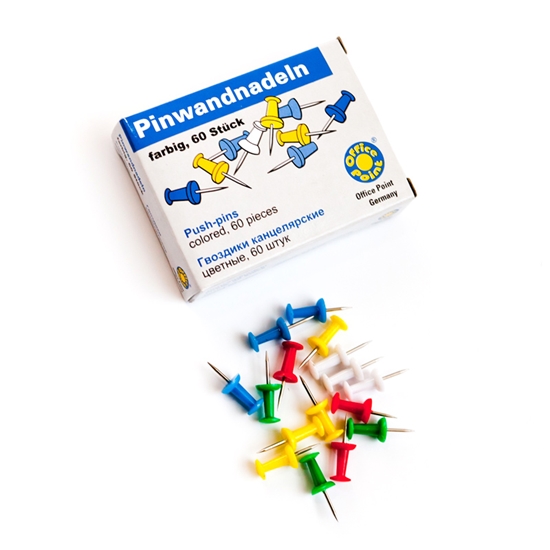 Picture of Tāfeles piespraudes OFFICE POINT, 60 gab./iepak., krāsainas