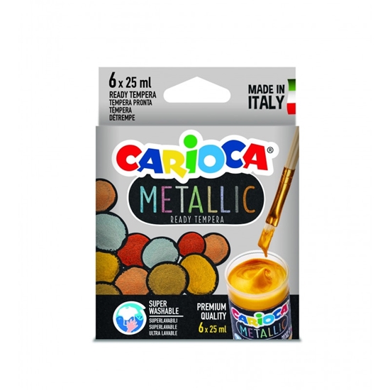 Изображение Tempera krāsa CARIOCA Metallic, 6 krāsas, 25ml