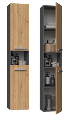Изображение Topeshop NEL I ANT/ART bathroom storage cabinet Graphite, Oak