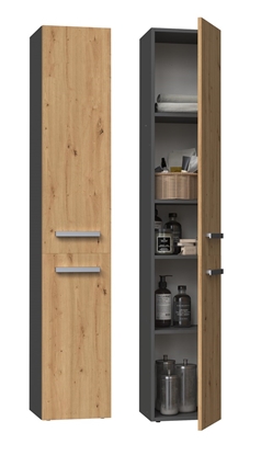 Picture of Topeshop NEL II ANT/ART bathroom storage cabinet Graphite, Oak