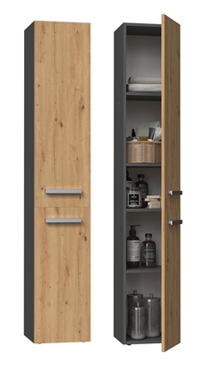 Attēls no Topeshop NEL II ANT/ART bathroom storage cabinet Graphite, Oak