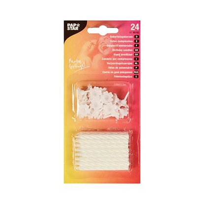 Picture of Tortes svecītes ar turētājiem, baltas 24gab.