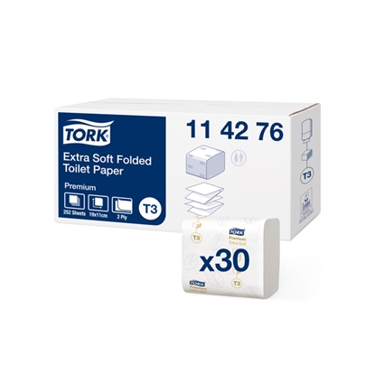 Attēls no Tualetes papīrs TORK Premium Extra Soft T3, 2.sl., 252 lapiņas,11 x 19 cm, baltā krāsā