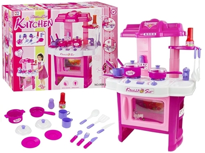 Изображение Vaikiška virtuvėle su orkaite ir priedais, rožinė