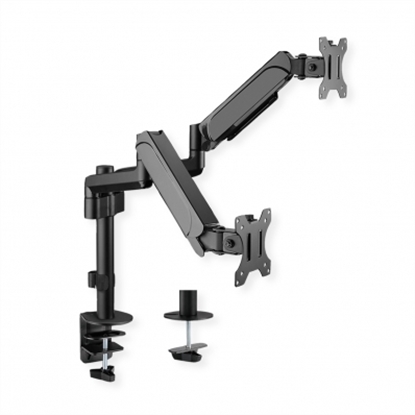 Изображение VALUE Dual Monitor Arm, Pole Mount, 4 Joints, Desk Clamp