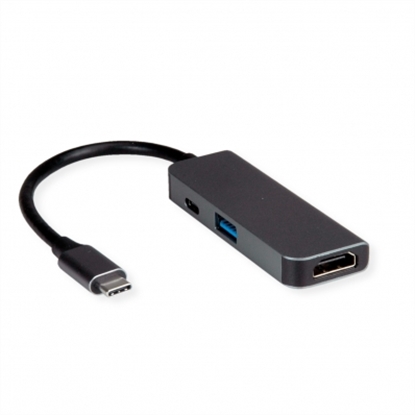 Изображение VALUE Type C - HDMI Adapter, M/F, 1x USB 3.2 Gen 1 A, 1x Type C (Power Delivery)