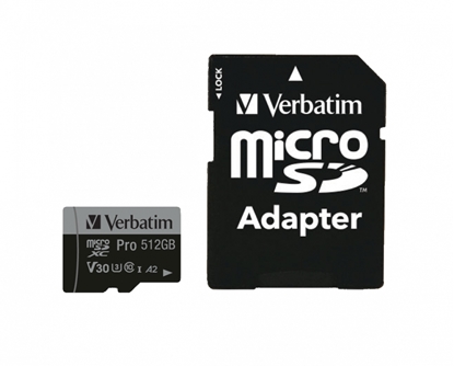 Picture of Verbatim microSDXC Pro     512GB Class 10 UHS-I incl Adapter