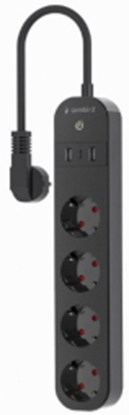 Attēls no Viedā Rozete Gembird Smart Power Strip with USB Charger 4 Sockets Black