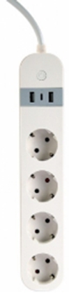 Изображение Viedā Rozete Gembird Smart Power Strip with USB Charger 4 Sockets White
