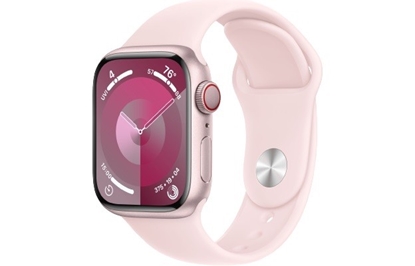 Изображение Watch Series 9 GPS + Cellular, 41mm Koperta z aluminium w kolorze różowym z paskiem sportowy w kolorze jasnoróżowym - S/M
