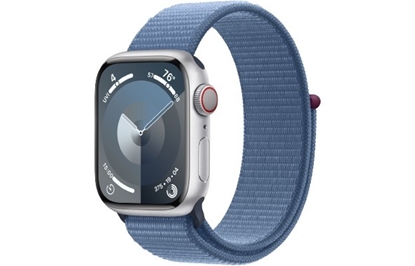 Изображение Watch Series 9 GPS + Cellular, 41mm Koperta z aluminium w kolorze srebrnym z opaską sportową w kolorze zimowego błękitu
